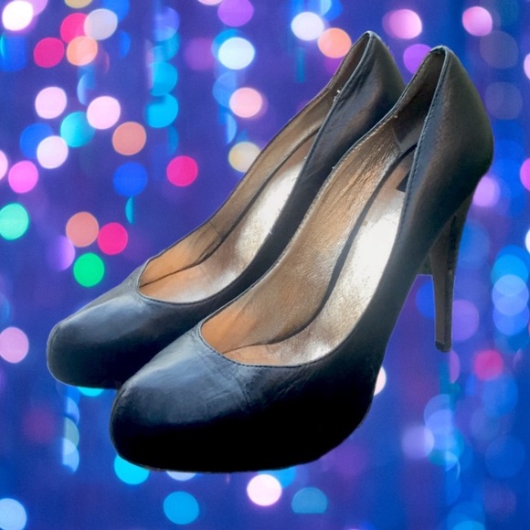 Vintage Y2K Dolce Vita Black Leather Platform Stiletto High Heeled Pumps Shoes - Picture 8 of 15